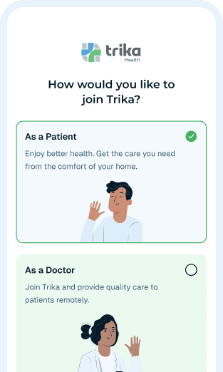 Trika Health app interface on mobile